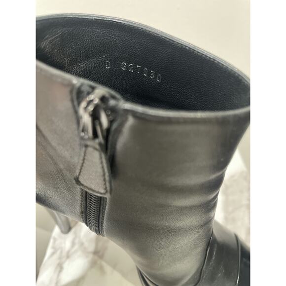 Chanel Black Leather Platform Ankle Boots with Patent Cap Toe - Picture 4 of 5